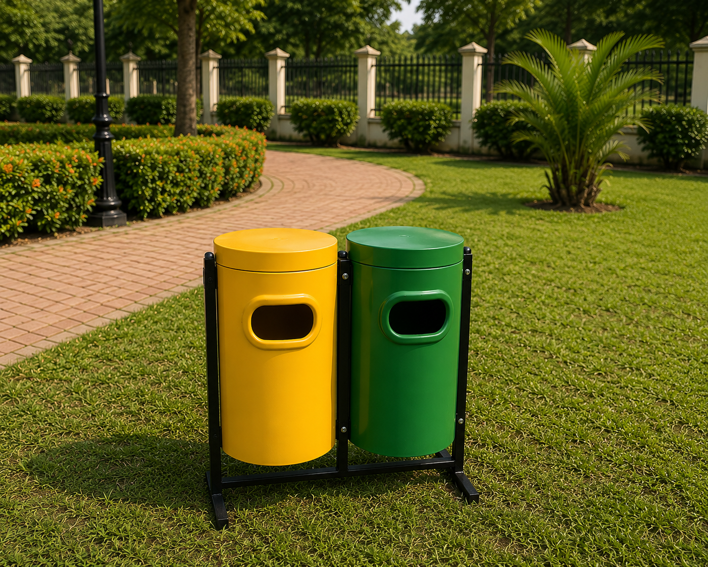 FRP Cylindrical 2 in 1  Dustbin